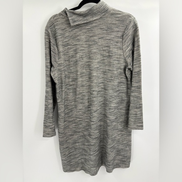 Pure J Jill Gray Cotton Mock Split Neck Pockets Retro Career dress medium MP - Picture 11 of 13